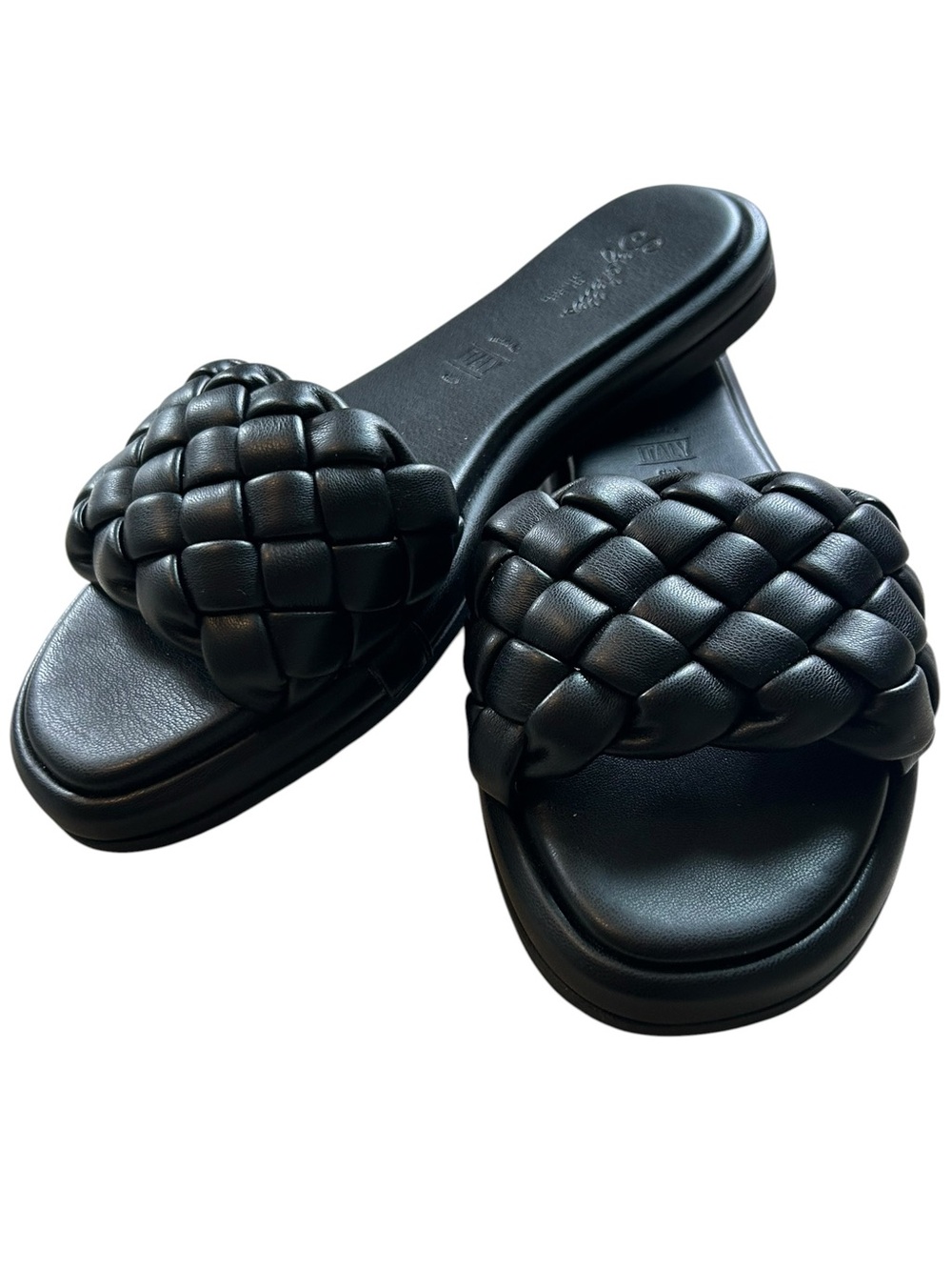 Seychelles Bellissima Puffy Braided Slide Black Sandal Size 9